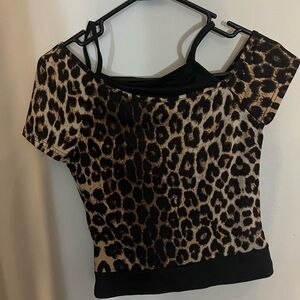 ROMWE Leopard Print Crop Top